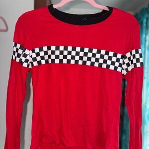 Rue21 Red and Black Checkered Long Sleeve Tee
